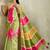 Green printed satin fashion saree with blouse piece