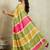 Green printed satin fashion saree with blouse piece