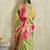 Green printed satin fashion saree with blouse piece
