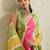 Green printed satin fashion saree with blouse piece