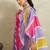 Purple printed satin fashion saree with blouse piece