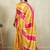 Yellow printed satin fashion saree with blouse piece