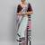 White printed satin fashion saree with blouse piece