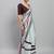 White printed satin fashion saree with blouse piece