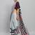 White printed satin fashion saree with blouse piece