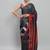 Silver printed satin fashion saree with blouse piece
