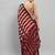 Red printed satin fashion saree with blouse piece