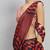 Red printed satin fashion saree with blouse piece