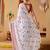 White elegant printed georgette saree with blouse piece