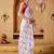 White elegant printed georgette saree with blouse piece