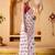 White elegant printed georgette saree with blouse piece