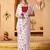 White elegant printed georgette saree with blouse piece