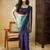 Green plain satin designer saree with blouse piece