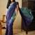Green plain satin designer saree with blouse piece