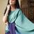 Green plain satin designer saree with blouse piece