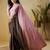 Pink plain satin designer saree with blouse piece