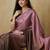 Pink plain satin designer saree with blouse piece