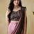 Pink plain satin designer saree with blouse piece