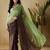 Green plain satin designer saree with blouse piece