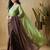 Green plain satin designer saree with blouse piece
