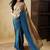 Blue plain satin designer saree with blouse piece