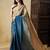 Blue plain satin designer saree with blouse piece