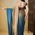 Blue plain satin designer saree with blouse piece