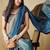 Blue plain satin designer saree with blouse piece