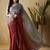 Grey plain satin designer saree with blouse piece