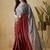 Grey plain satin designer saree with blouse piece