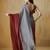Grey plain satin designer saree with blouse piece