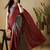 Grey plain satin designer saree with blouse piece