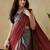 Grey plain satin designer saree with blouse piece