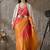 Multi plain satin designer saree with blouse piece