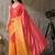 Multi plain satin designer saree with blouse piece