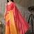 Multi plain satin designer saree with blouse piece