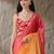 Multi plain satin designer saree with blouse piece