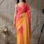 Multi plain satin designer saree with blouse piece