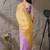 Multi plain satin designer saree with blouse piece