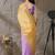 Multi plain satin designer saree with blouse piece