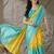 Multi plain satin designer saree with blouse piece