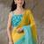 Multi plain satin designer saree with blouse piece