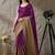 Purple plain satin designer saree with blouse piece