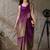 Purple plain satin designer saree with blouse piece