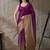 Purple plain satin designer saree with blouse piece