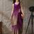Purple plain satin designer saree with blouse piece