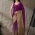 Purple plain satin designer saree with blouse piece