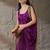 Purple plain satin designer saree with blouse piece