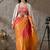 Multi plain satin designer saree with blouse piece