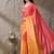 Multi plain satin designer saree with blouse piece